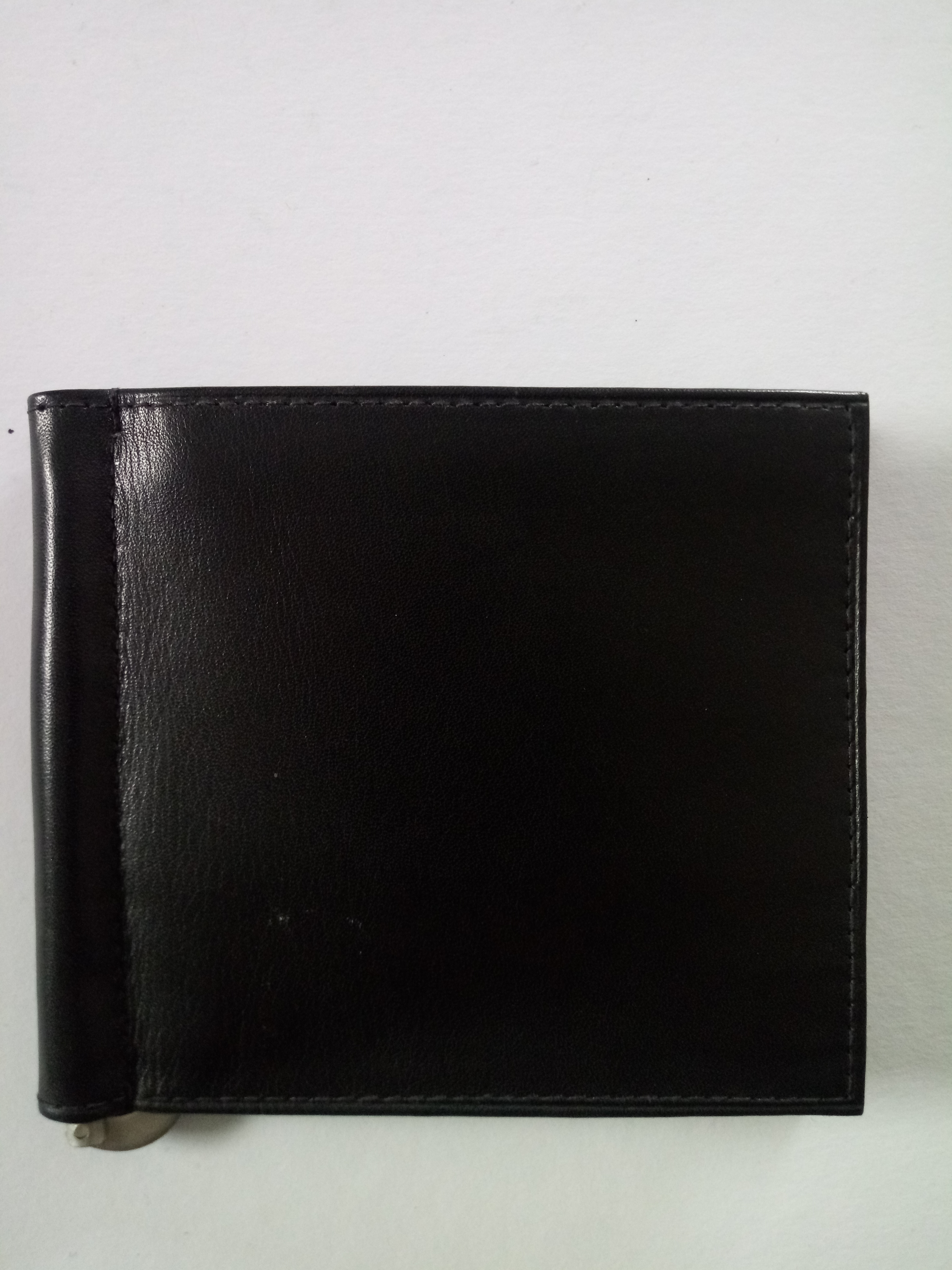 Schwarzer Leder-Ticketclip, Mannblatthalter, flache Geldbörse