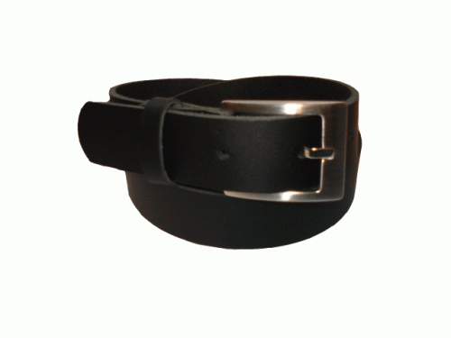 Echtes Leder Gürtel--für Damen und Herren, Farbe schwarz, Breite ca. 30 mm, Stärke ca. 3 mm, Gürtelschließe silberfarben, Länge von 110 cm bis 130 cm ( für Bauchumfang von 95 cm bis 115 cm,