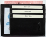 Flaches Kreditkarten-Etui mit 6 Kartenfächer und 3 Ausweissteckfächer (Persoformat), Echtes Leder, Farbe schwarz,